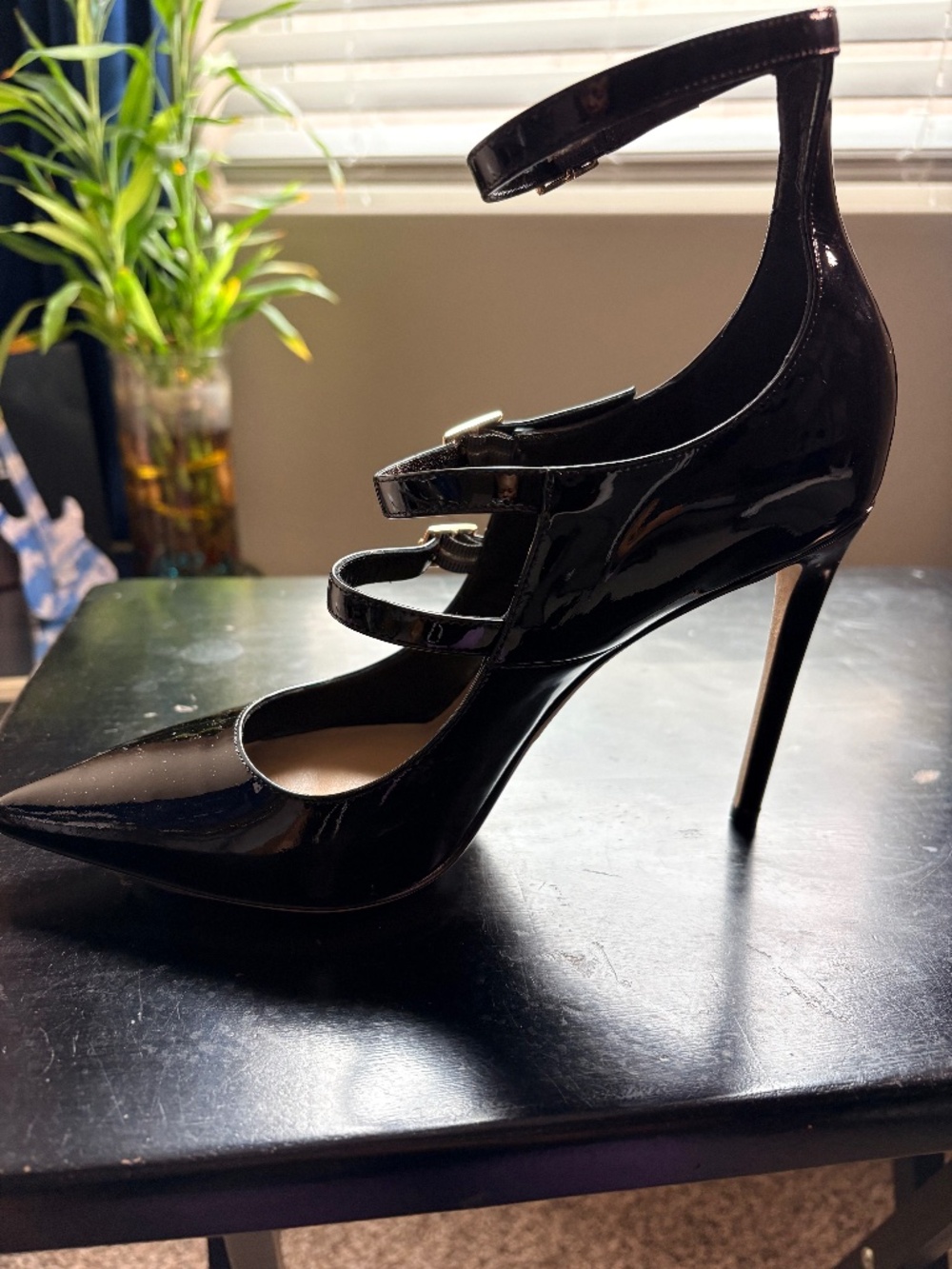 Black patent heels